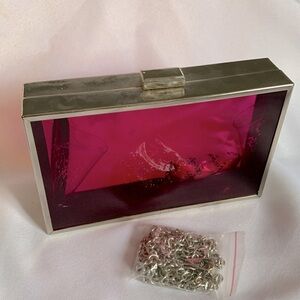 HOT PINK ACRYLIC CLUTCH W/ CHAIN STRAPS